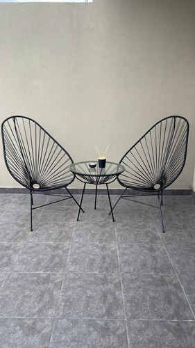 Combo Silla Acapulco X2 Exterior + Mesa C/ Vidrio Gris.
