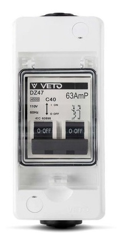 Veto Pow63003 Power Switch 63 Amps (1p+n 110v) Ip65 60hz