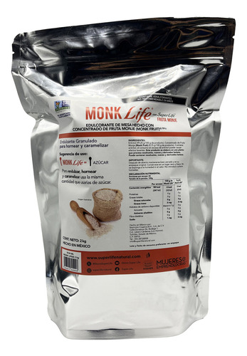 Monk Life 2kg Super Life Fruta Del Monje Endulzante Granulado