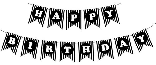 Feliz Cumpleaños Bunting Banner Decoracion Negro