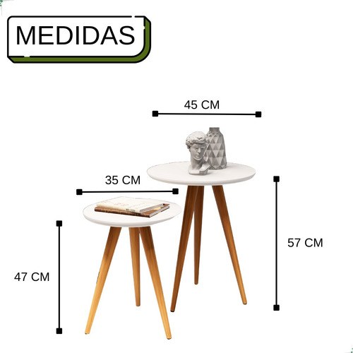 Jogo De Mesinhas Redondas De Apoio Lateral De Canto Banqueta