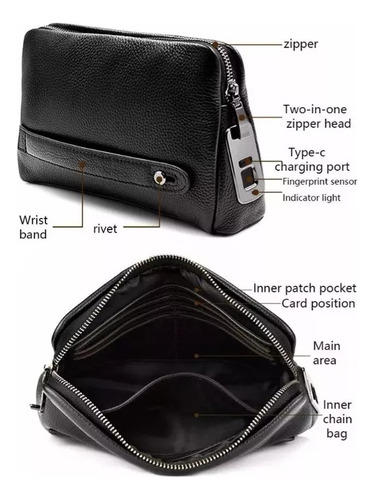 - Cartera Inteligente Con Huella Digital, Bolso De Mano De