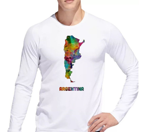 Remera De Hombre Argentina Cultura Mapa Watercolor Ml