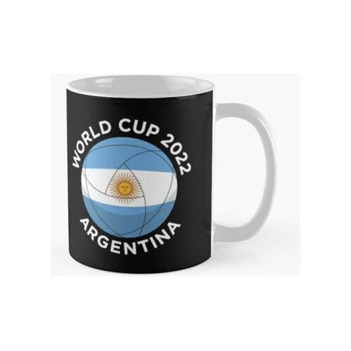Taza Copa Mundial 2022 Fútbol - Bandera Argentina (texto Bla