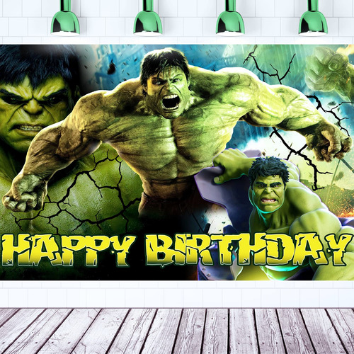 Decoracion Cumpleaño Telon Fondo Hulk 5 X 3 Pie Fiesta Feliz