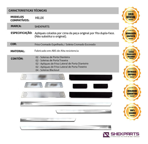 Kit Soleira + Friso Inferior E Blackout Hilux 2014 2015