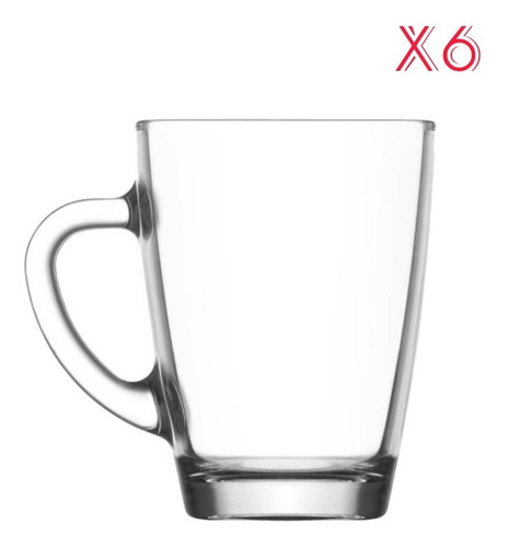 Imagen 2 de 7 de Set 6 Tazas Para Café Té Marca Lav Vidrio 300ml