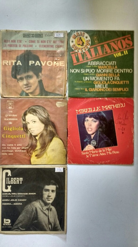 5 Compactos Vinil Musica Francesa Italiana Frete Gráti