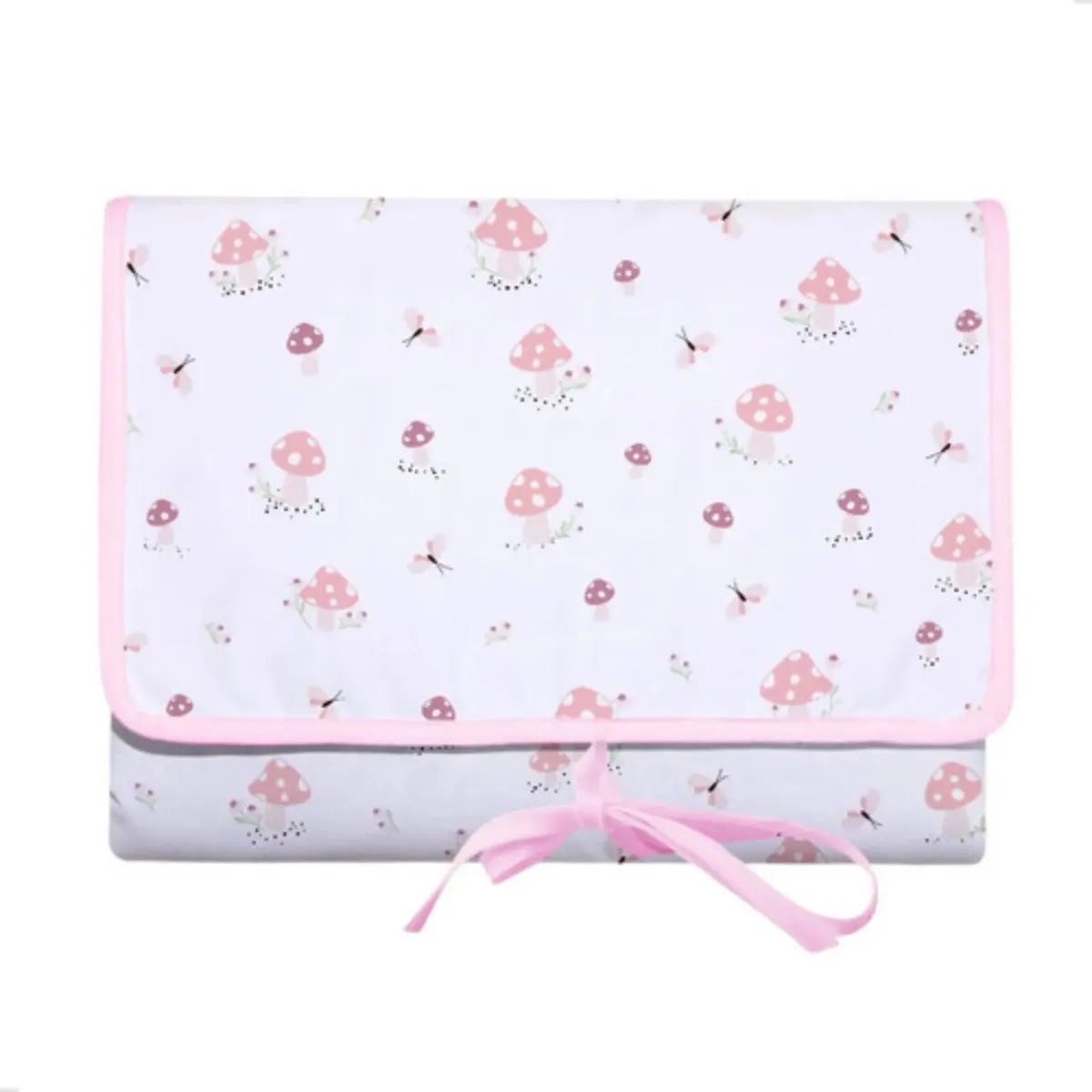 Trocador Portatil Bebe Acolchoado Com Porta Fraldas Bolsas Cor Encanto Cogumelo