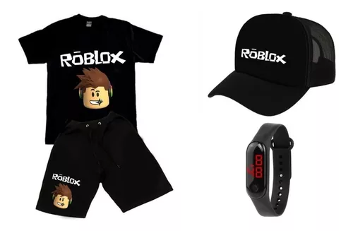 ROBLOX-Conjunto de t-shirt e shorts para meninos de mangas curtas