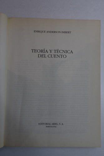 Teoría Y Técnica Del Cuento Enrique Anderson Imbert C209 (Usado)