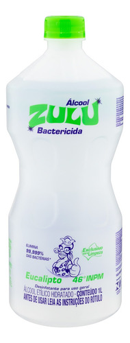 Álcool Líquido 46º INPM Bactericida Eucalipto Zulu Frasco 1l