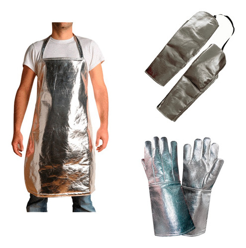 Kit Aluminizado Incluye Mandil, Par De Mangas Y Guantes