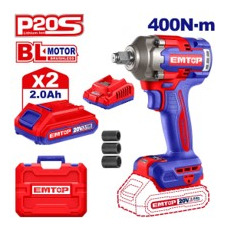 Kit Llave De Impacto 1/2 , 400nm Inalámbrico 20v, Bldc Emtop