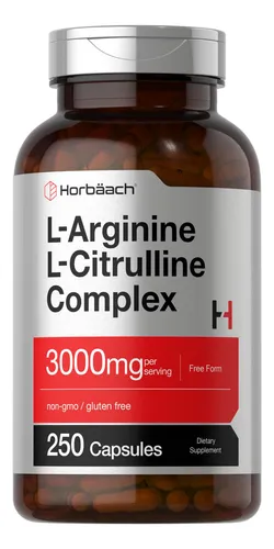 Suplemento Horbäach L-arginina L-citrulina 3000 Mg 250 Cápsu