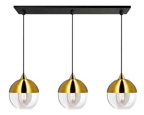 Colgante 3 Luces Mitte Oro Cristal Moderno Apto Led E27 Cie