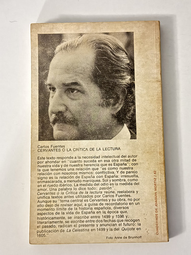 Cervantes O La Crítica De La Lectura, Carlos Fuentes, W,-2 (Usado)