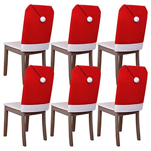 6 Fundas De Silla De Navidad Rojas Comedor, Decoracione...