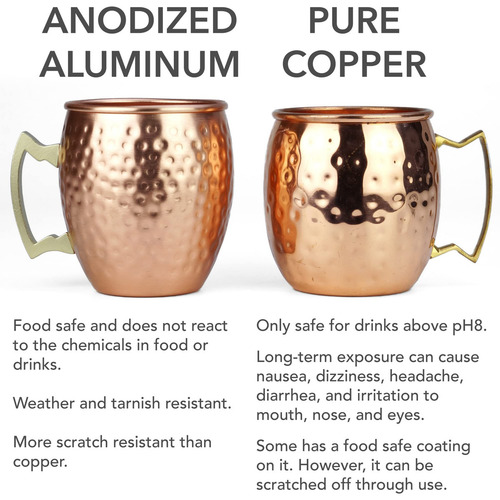 Arora Moscow Mule - Juego De 4 Tazas De Aluminio Martilladas Hechas A Mano Para Bebidas De Cóctel, Bar De Cerveza, Regalos De Fiesta, Color Cobre, 29 Onzas