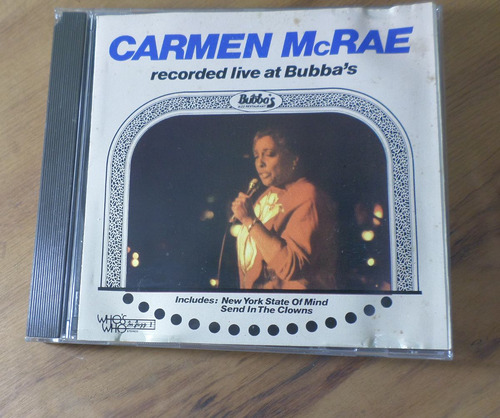 Carmen Mcrae Cd Recorded Live At Bubbas 1981 Old Black Magic