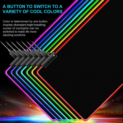 Mouse Pad Grande Antideslizante Con Iluminacion Rgb Negro