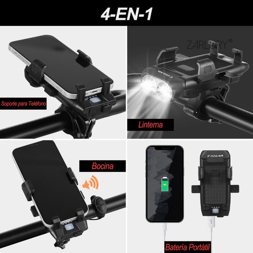 Luces Para Bicicleta Recargable Y Traseras Y Soporte Celular