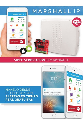 Imagen 6 de 10 de Kit Alarma Inalámbrica Wifi Marshall Ip App Domiciliaria