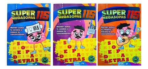 Pack 3 Pasatiempos Con 115 Sopas De Letras | Megasopas