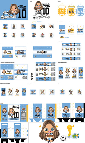 Kit Imprimible Argentina Nena Editable Incluye Invitación