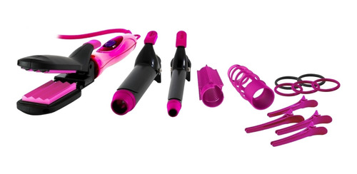 Imagen 3 de 10 de Planchita de pelo GA.MA Italy Multistyler Too Chic rosa y negra 110V/240V