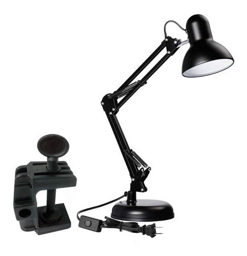 Imagem 1 de 5 de Luminária Articulável Mesa Abajur Metal Com Garra
