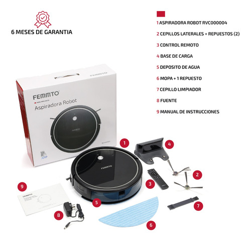 Imagen 6 de 9 de Aspiradora Robot Inteligente Automát Trapeadora Giroscopica