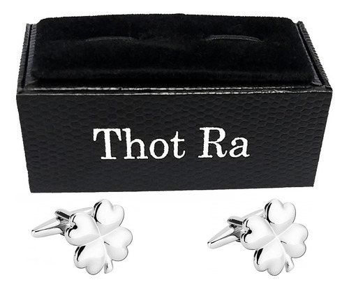Mancuernillas Thot Ra Trebol De Cuatro Hojas Suerte E-995 Color Plateado