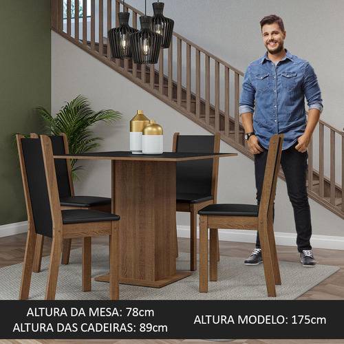 Juego De Comedor Con Mesa Y 4 Sillas Madesa Briana Mn