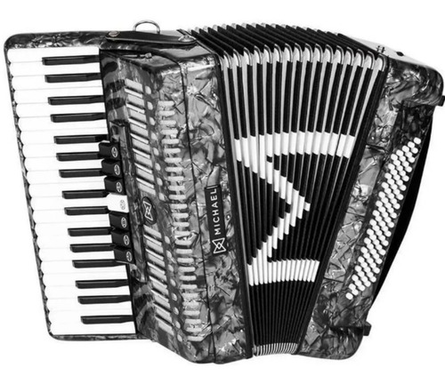 Acordeon Michael Acm8007 80 Baixos 7/2 Registros Com Case Cor Preto
