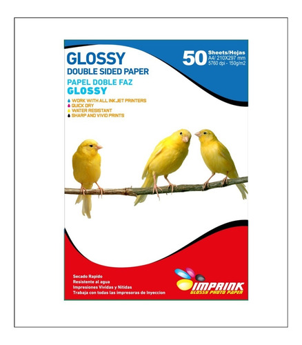 Papel Doble Faz Glossy Brillante A4 De 150gr/50 Hojas