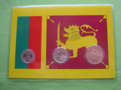 Sri Lanka Lote De 3 Monedas En Blister Y Certificado 