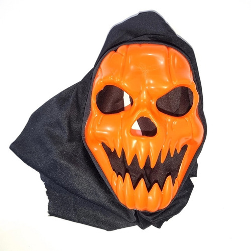 Imagen 1 de 2 de Mascara Rigida Calavera Demonio Con Tunica Naranja Halloween