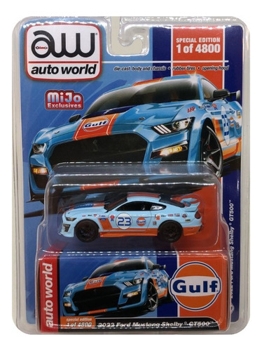 Auto World 2022 Ford Mustang Shelby Gt500 Gulf 1:64 Mijo Ex. Color Celeste