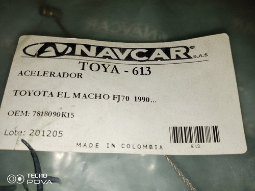 Guaya Acelerador Toya-613/toyota El Macho Fj70 Año 90 Up