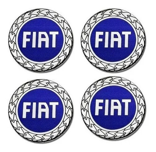 Emblema Adesivo Calota Fiat Palio Resinado Azul 48mm Jogo