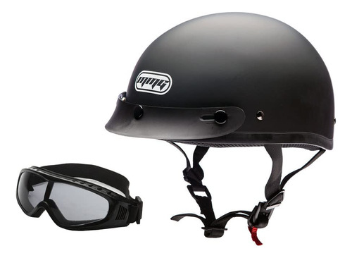 Casco Medio De Motocicleta Dot Street Legal, M, Negro Caucho