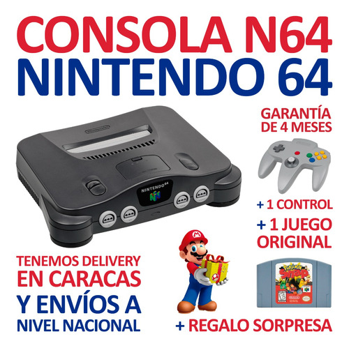 Consola Nintendo 64, N64 + 1 Control + 1 Juego Original