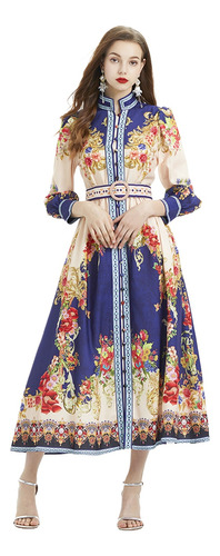 Vestido De Bata Bohemio Con Estampado De Flores, Ropa De Lin