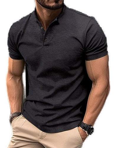 Polera Deportiva Con Cuello Henley Abotonado De Fast Sale