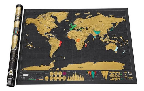 Mapa Raspa Black Edition Deluxe Mapamundi Para Viajeros 