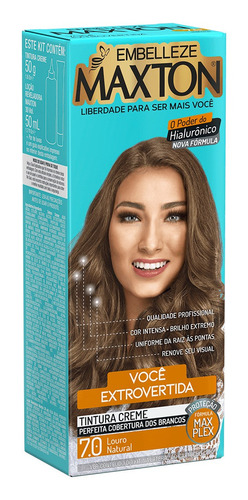 Kit Tintura Maxton  Tintura creme tom 7.0 loiro natural para cabelo