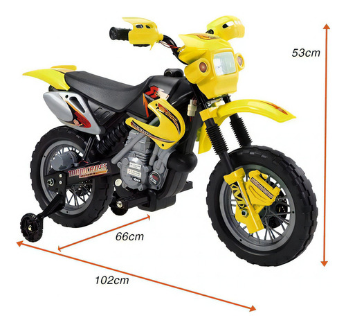 Moto Elétrica Motocross Amarela Luzes E Efeitos Sonoros 6v Cor Amarelo