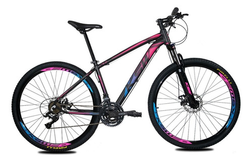 Bicicleta  KSW XLT COLOR aro 29 15" 24v freios de disco hidráulico câmbios Shimano TZ cor pink/azul