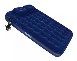 Colchon Inflable Bestway 2 1/2 Plaza 2 Almohadas E Inflador Color Azul